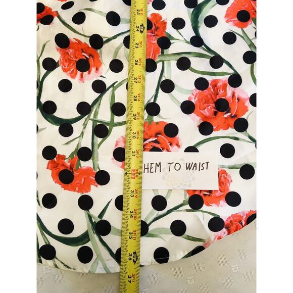 Floral Hi-Low Skirt Womans S Polka Dot Pleated Sash Ribbon Bow Country Chic Ark - Picture 7 of 8
